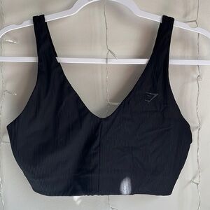 Black Gym Shark Ribbed Sports Bra